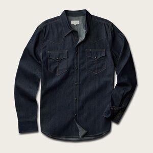 NWT New Tecovas Men's Denim Pearl Snap Dark Wash Medium Long-Sleeve